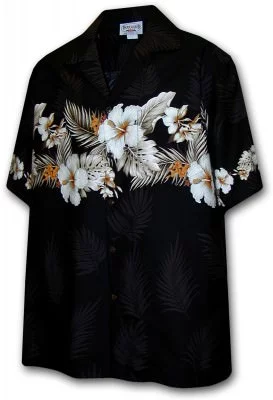 Гавайская рубашка Pacific Legend Men's Border Hawaiian Shirts - 440-3545 Black, фото