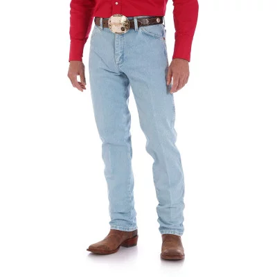 Джинсы мужские голубые Wrangler Cowboy Cut Original Fit Jean Gold Buckle Bleach 13MWZGH, фото