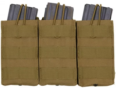 Койотовый подсумок для трех магазинов M16/AK47 Rothco MOLLE Open Top Triple Mag Pouch Coyote Brown 41004, фото