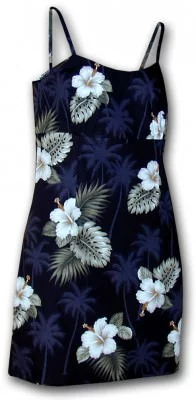 Гавайский сарафан на тонких бретельках Pacific Legend Short Spaghetti Dress - 306-2798 Black, фото