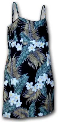 Гавайский сарафан на тонких бретельках Pacific Legend Short Spaghetti Dress - 306-3319 Black, фото