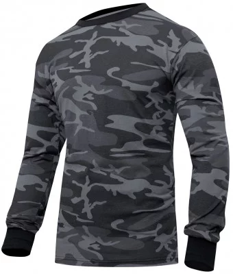 Футболка с длинным рукавом черный камуфляж Rothco Long Sleeve T-Shirt Black Camo 3918, фото
