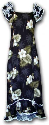 Гавайское платье му-му Pacific Legend Long Muumuu Dress - 334-2798 Black, фото