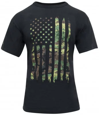 Футболка с камуфлированным флагом США Rothco Camo US Flag Athletic Fit T-Shirt Black 10740, фото