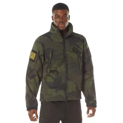 Мембранная софтшеловая куртка приглушенный лесной камуфляж Rothco Special Ops Soft Shell Jacket Midnight Woodland Camo 12055, фото