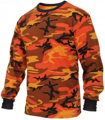 Футболка с длинным рукавом оранжевый камуфляж Rothco Long Sleeve T-Shirt Savage Orange Camo 3136, фото