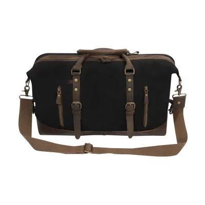 Сумка винтажная черная с кожаными ручками Rothco Extended Weekender Bag Black 90887, фото
