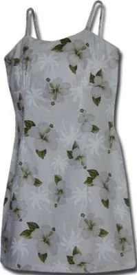 Гавайский сарафан на тонких бретельках Pacific Legend Short Spaghetti Dress - 306-3490 White, фото