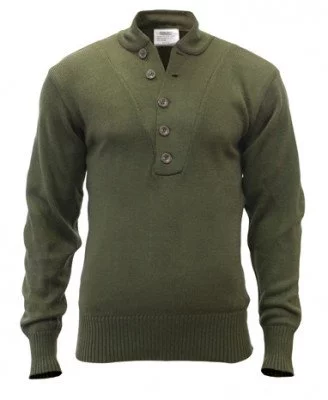 Винтажный милитари свитер Rothco G.I. Style 5-Button Acrylic Sweater Olive Drab 6368, фото