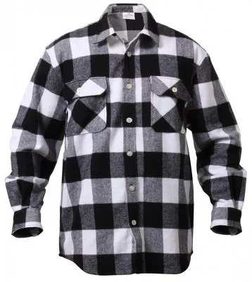 Белая фланелевая рубашка буффало Rothco Buffalo Plaid Flannel Shirt White / Black 4667, фото