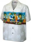 Pacific Legend Men's Border Hawaiian Shirts - 440-3864 White