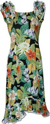 Гавайское платье му-му Pacific Legend Long Muumuu Dress - 334-3799 Black, фото