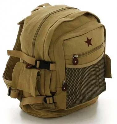 Винтажный хаки рюкзак с напечатанной звездой Rothco Vintage Canvas Backpack Khaki 9165, фото
