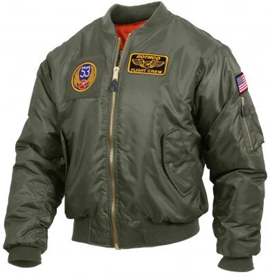 Куртка пилота зеленая с нашивками Rothco MA-1 Flight Jacket with Patches Sage Green 7240, фото