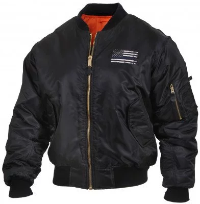 Куртка пилота с американским флагом и синей полосой Rothco Thin Blue Line Flag MA-1 Flight Jacket 4951, фото