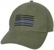Rothco Thin Blue Line Flag Low Profile Cap Olive Drab 4425