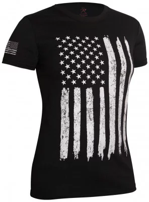Женская футболка состаренный белый американский флаг Rothco Womens Distressed US Flag Long T-Shirt 5983, фото