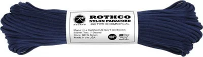 Паракорд нейлоновый темно-синий Rothco Nylon Paracord Type III 550 LB 100FT Midnite Blue 124, фото