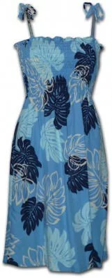 Гавайский шелковый сарафан Pacific Legend Rayon Tube Dress - 708-109 Blue, фото