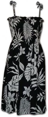 Гавайский шелковый сарафан Pacific Legend Rayon Tube Dress - 708-107 Black, фото