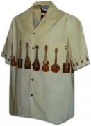 Pacific Legend Men's Border Hawaiian Shirts - 440-3753 Cream