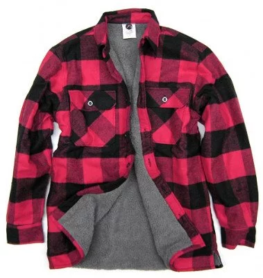 Рубашка фланелевая красная с мехом Rothco Extra Heavyweight Buffalo Plaid Sherpa-lined Flannel Shirt Red 3739, фото