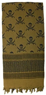 Арафатка хлопковая с черепами Rothco Shemagh Tactical Desert Scarf Calico Jack Olive Drab 8539, фото