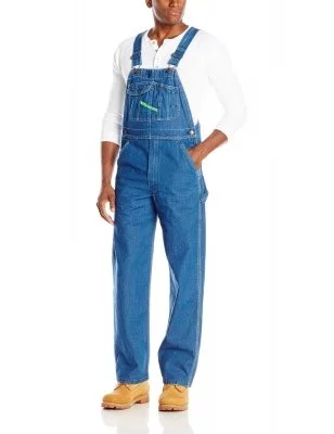 Мужской голубой джинсовый комбинезон Key Apparel Men's Bib Overalls Stonewashed, фото