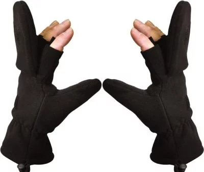 Флисовые перчатки-варежки снайпера черные Rothco Fingerless Sniper Glove / Mittens Black 4395, фото