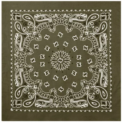 Оливковая бандана с черно-белым орнаментом Rothco Trainmen Bandana Olive Drab (56 x 56 см) 4051, фото