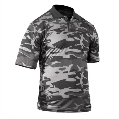 Футболка поло потоотводящая черный камуфляж Rothco Moisture Wicking Polo Shirt Black Camo 20020, фото