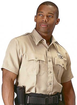 Рубашка полицейская форменная с коротким рукавом хаки Rothco Short Sleeve Uniform Shirt Khaki 30035, фото
