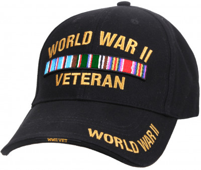 Бейсболка «WWII Veteran» (Ветеран Второй Мировой Войны) черная Rothco WWII Veteran Deluxe Low Profile Cap 9830, фото