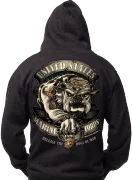 Black Ink U.S.M.C. Bulldog Hooded Pullover Sweatshirt 80333