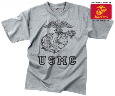 Футболка винтажная серая логотип Морской Пехоты США Rothco Vintage USMC Globe & Anchor T-Shirt 61343, фото