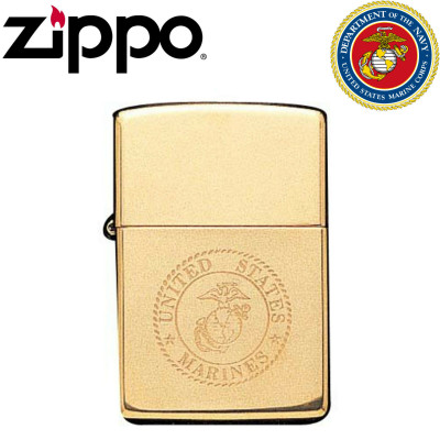 Зажигалка Зиппо с эмблемой Корпуса Морской Пехоты США Zippo® Lighter Solid Brass w/ USMC Logo, фото
