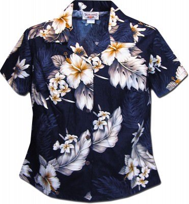 Женская гавайская рубашка Pacific Legend Luau Ladies Hawaiian Shirts - 348-3162 Navy, фото