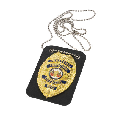 Держатель низкопрофильный с цепочкой для украинского полицейского жетона Rothco Low Profile Leather Badge Holder with Chain 11311, фото