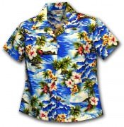 Pacific Legend Waikiki Beach Hawaiian Shirts - 348-3238 Blue