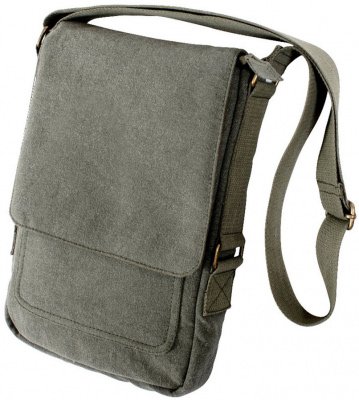 Винтажная оливковая хлопковая сумка Rothco Vintage Canvas Military Tech Bag Olive 5795, фото