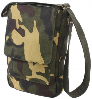Винтажная хлопковая сумка Rothco Vintage Canvas Military Tech Bag Woodland Camo 5795, фото