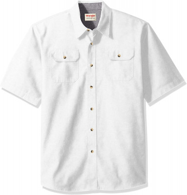 Рубашка белая с коротким рукавом Wrangler Authentics Men's Short Sleeve Classic Woven Bright White, фото