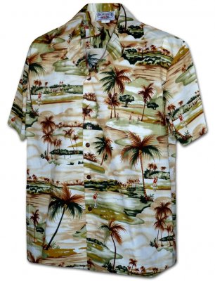 Мужская гавайская рубашка Pacific Legend Men's Hawaiian Shirts 410-3936 Khaki, фото