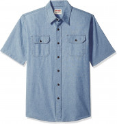 Wrangler Authentics Men's Short Sleeve Classic Woven Shirt Light Chambray