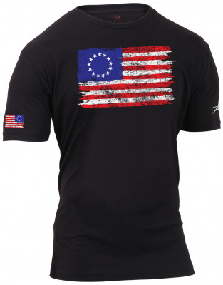 Футболка с американским флагом Бетси Росс Rothco Colonial Betsy Ross Flag T-Shirt Black 2628, фото