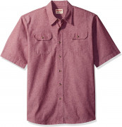 Wrangler Authentics Men's Short Sleeve Classic Woven Shirt Tawny Port Chambray