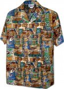 Men's Hawaiian Shirts Allover Prints 410-3874 Gold