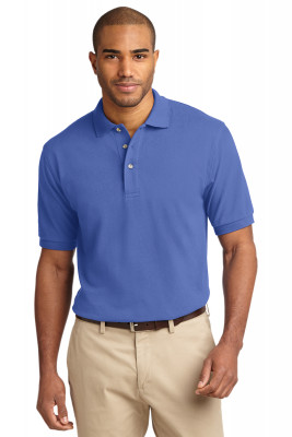 Хлопковая мужская голубая классическая футболка поло Port Authority Men's Pique Knit Polo Faded Blue, фото