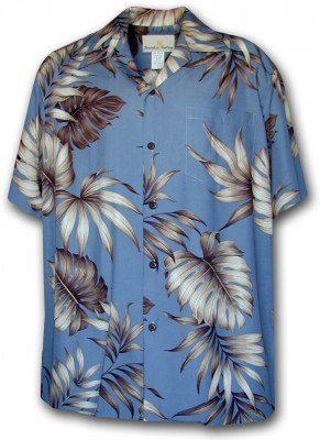 Голубая мужская шелковая гавайская рубашка с кокосовыми пуговицами Pacific Legend Apparel Men's Rayon Hawaiian Shirts 470-101 Blue, фото
