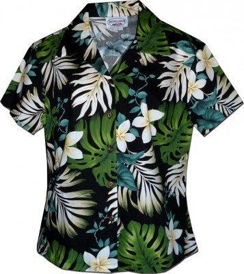 Женская гавайская рубашка Pacific Legend Tropical Monstera Hawaiian Shirts - 348-3688 Black, фото